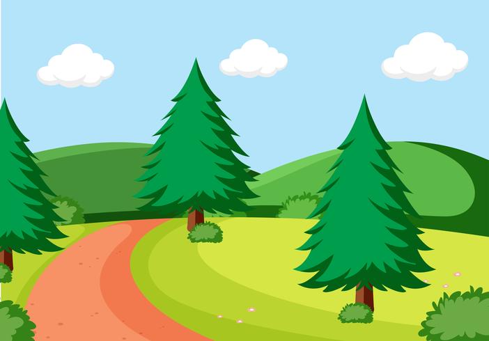 Un paisaje de naturaleza plana. vector