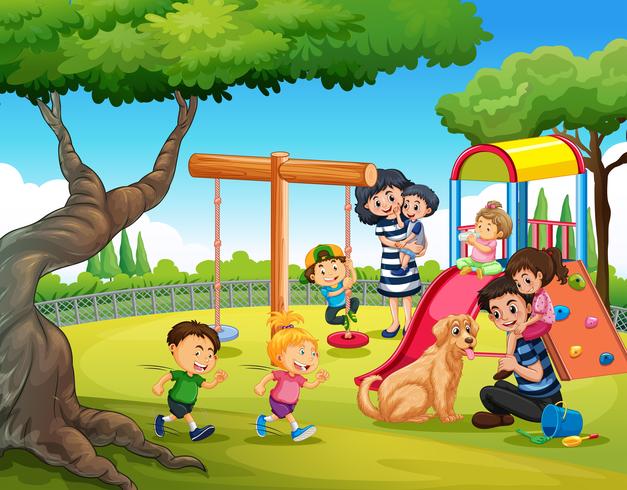Children playing at playground vector