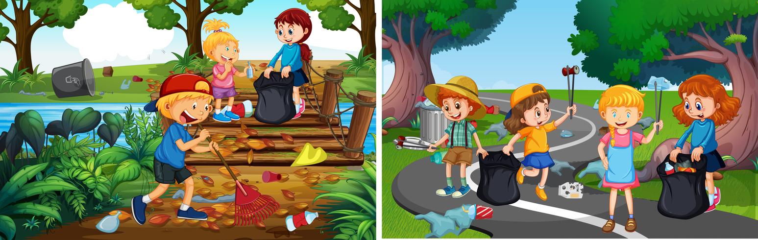 A Set of Responsible Volunteer Kids vector