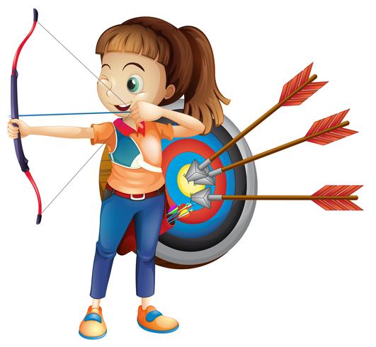 An Archer Girl with White Background vector