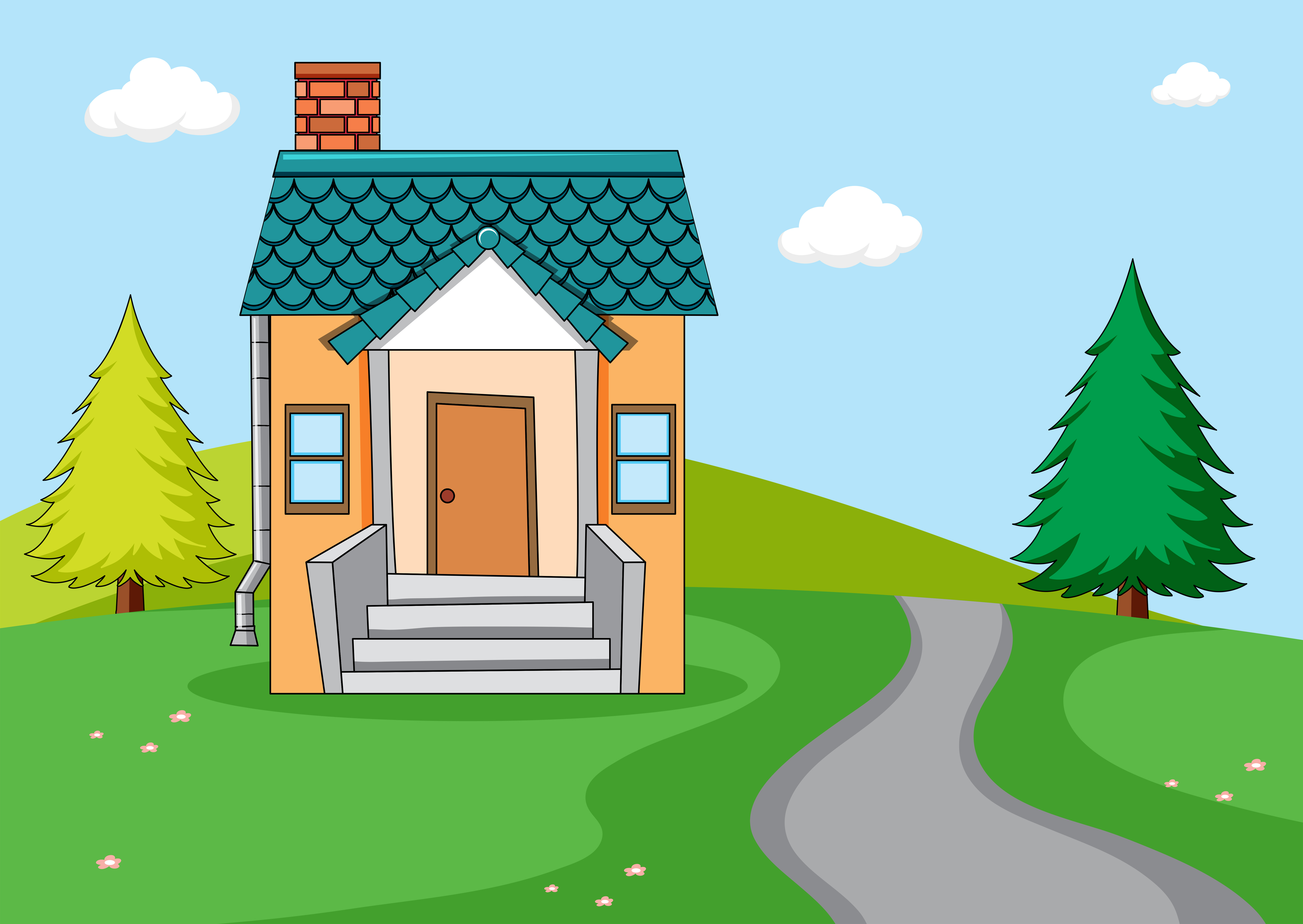 A simple house in nature background 433516 Vector Art at Vecteezy