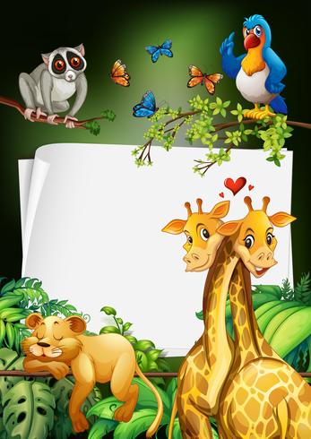 Diseño de papel con fondo de animales salvajes. vector