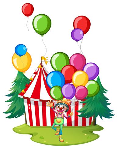 Payaso de circo con globos de colores vector