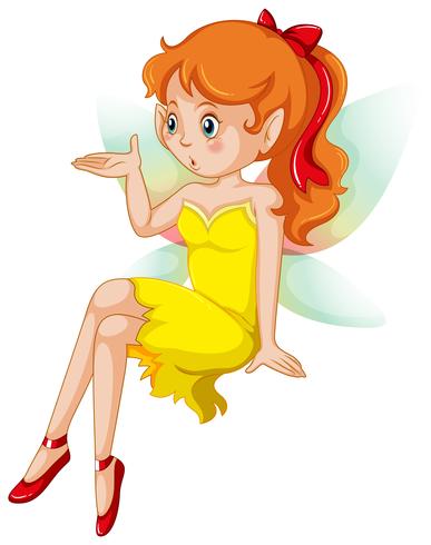 Cute fairy in yellow dress vector