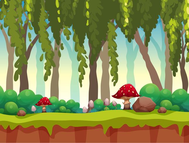 Un bosque de cuento de hadas paisaje vector