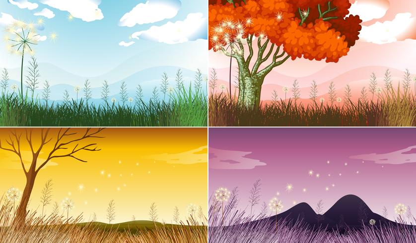 Four background scenes with different seasons