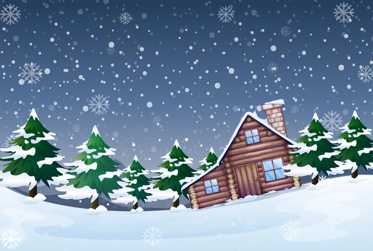 A winter landscape at night vector