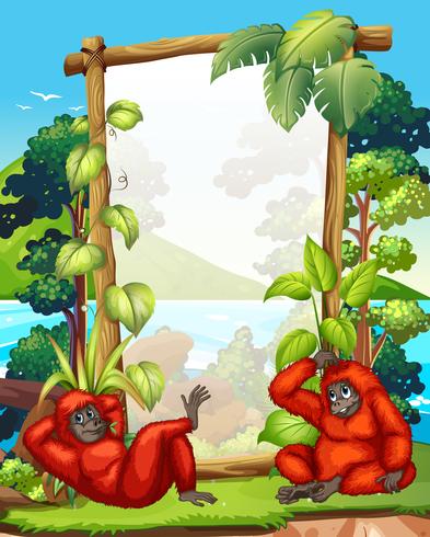 Frame design with two gibbons vector
