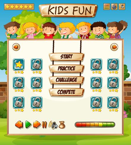 Kids on game template vector