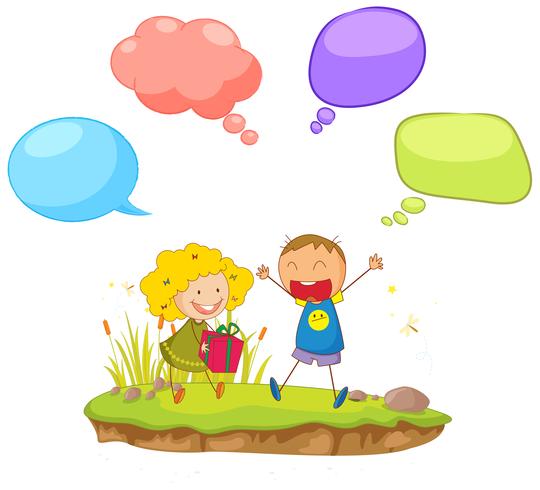 Doodle children with  speech balloon vector