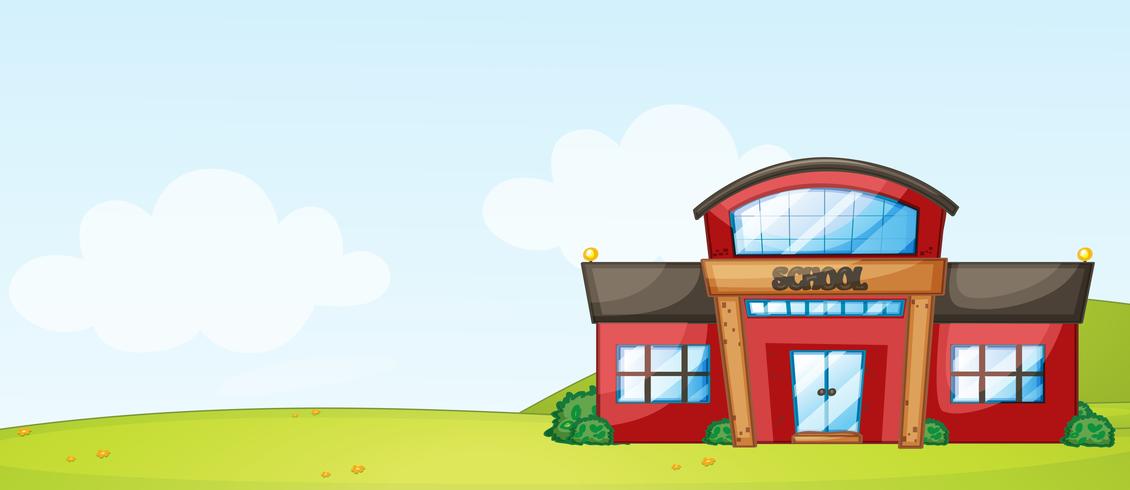 Isolated school building in nature vector