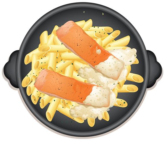 Salmon Steak and Penne Cream Sauce vector