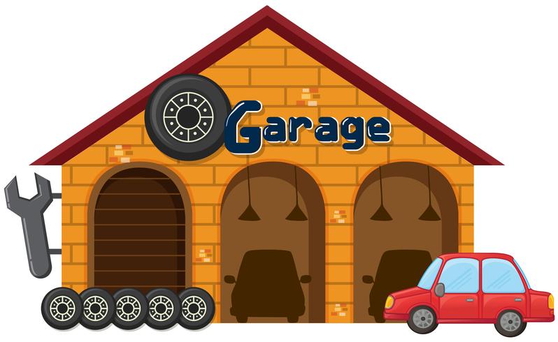 A garage on white background vector