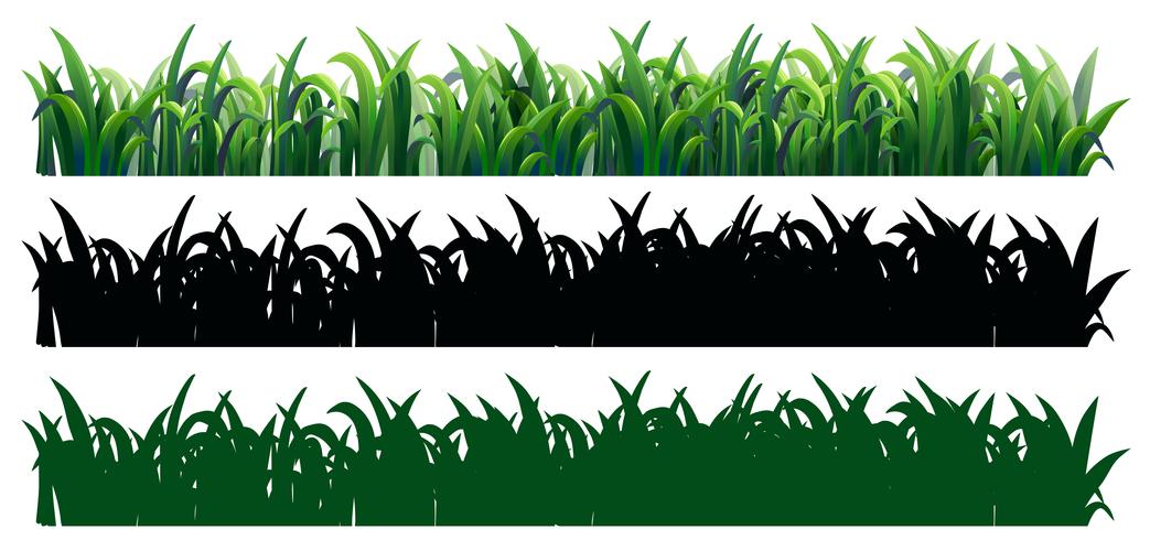 Seamless grass in three styles vector