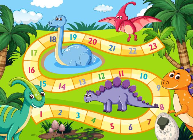 Prehistoric dinosaurs boardgame scene vector