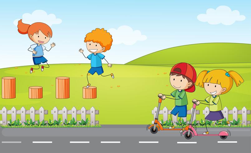 Dooldle kids at playground vector