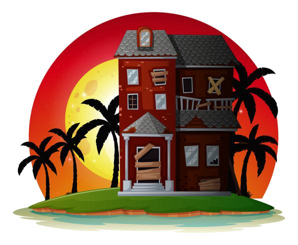 Ruined house on island  vector