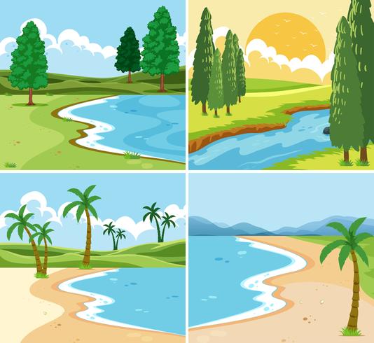 Un conjunto de hermosos paisajes. vector