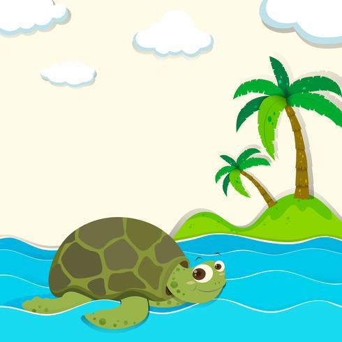 Tortuga nadando en el océano vector