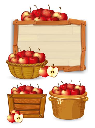 Apple on wooden board vector