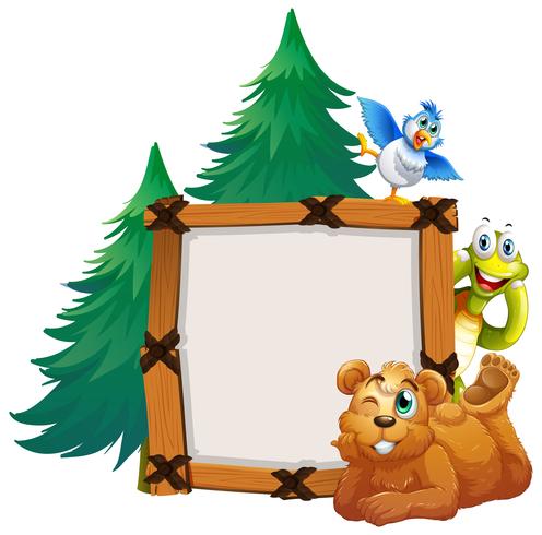 Border template with grizzly bear vector