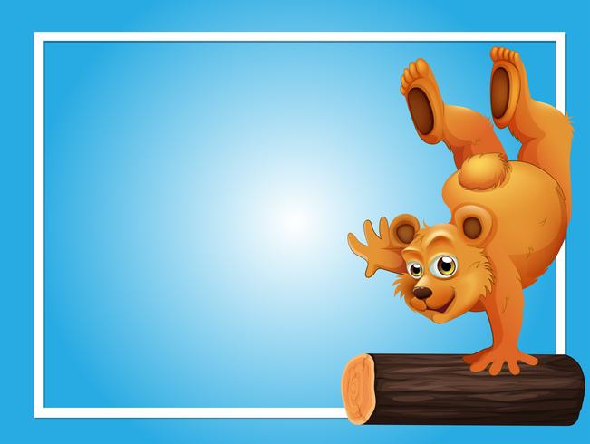 Blue background template with bear on log vector