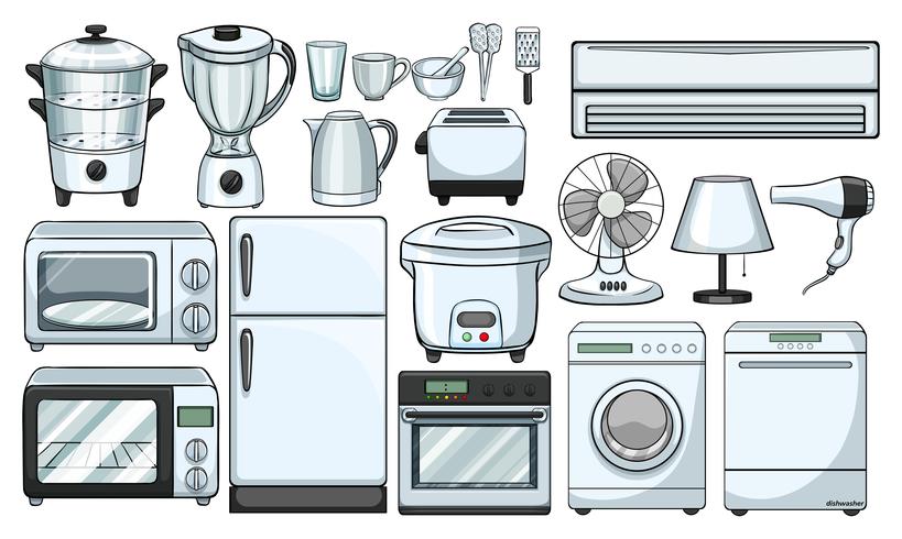 Electronic devices used in the kitchen vector