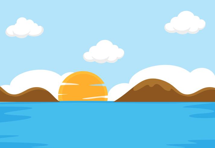 Una escena plana del mar. vector