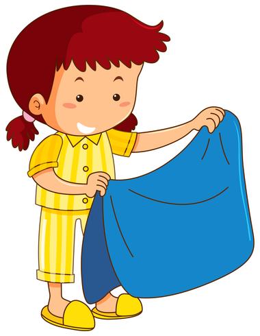 Girl and blue blanket vector