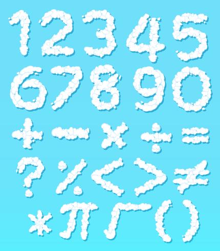 Cloud number font and math icon vector
