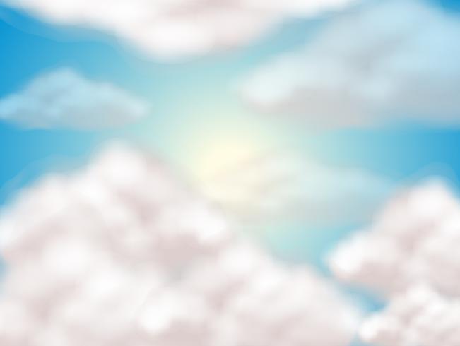 Fondo de cielo con nubes esponjosas vector