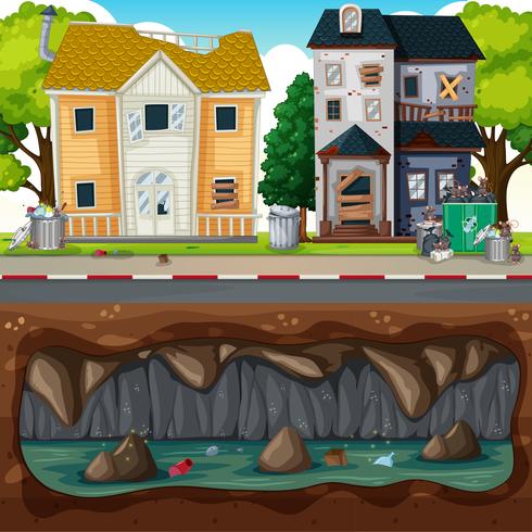 Underground Pollution at Dirty Neighborhood vector