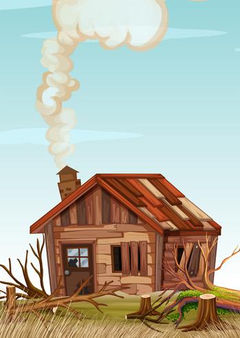 An old wooden house vector