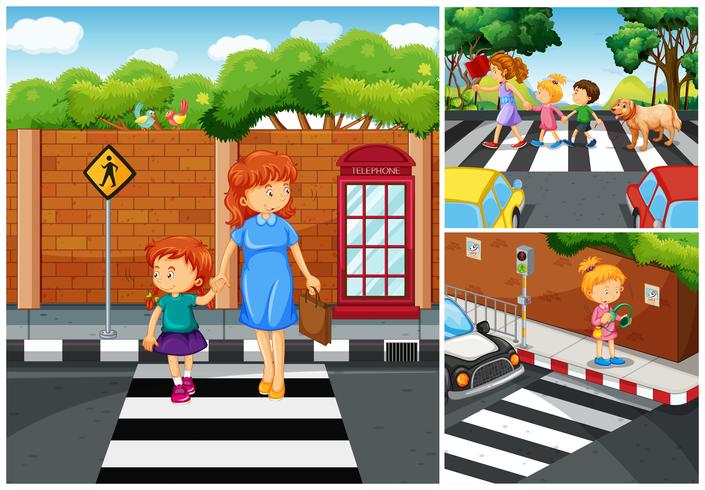 People crossing the street vector