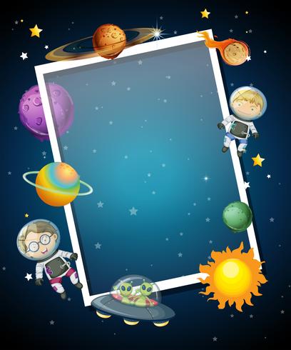 Space themed border with blue background vector
