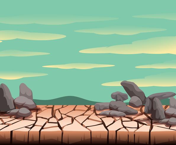 Paisaje de suelo seco agrietado. vector