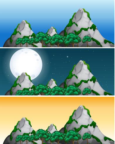 Set of mountain view different time vector