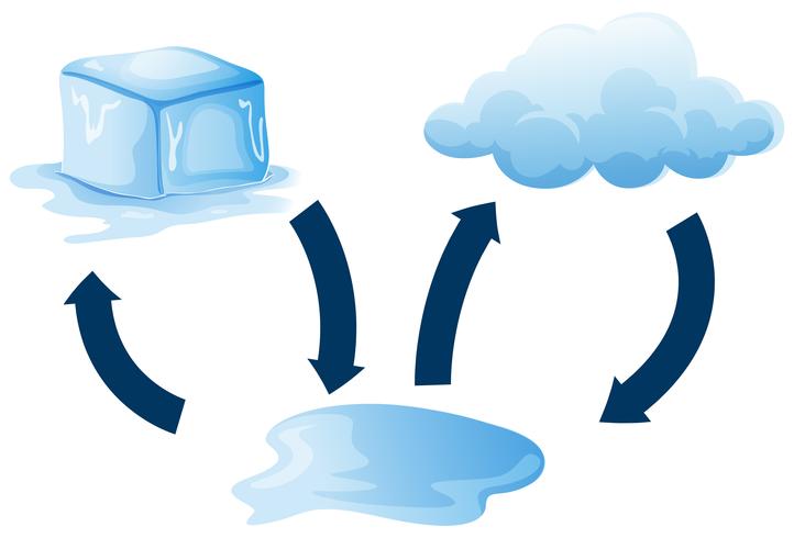 Diagram showing how ice melts vector