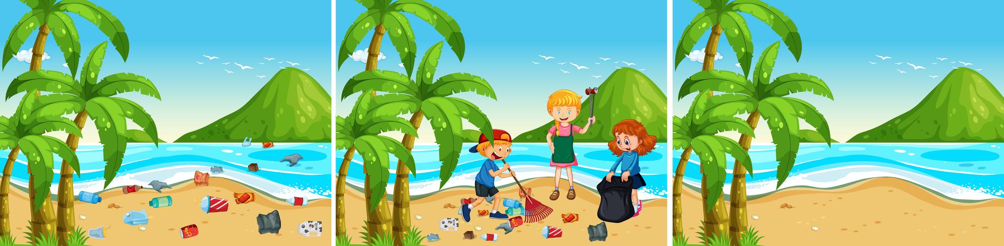 A set of beach being clean vector