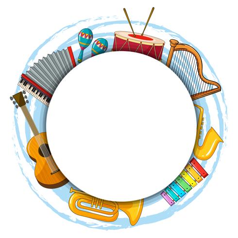 Plantilla de marco con instrumentos musicales vector