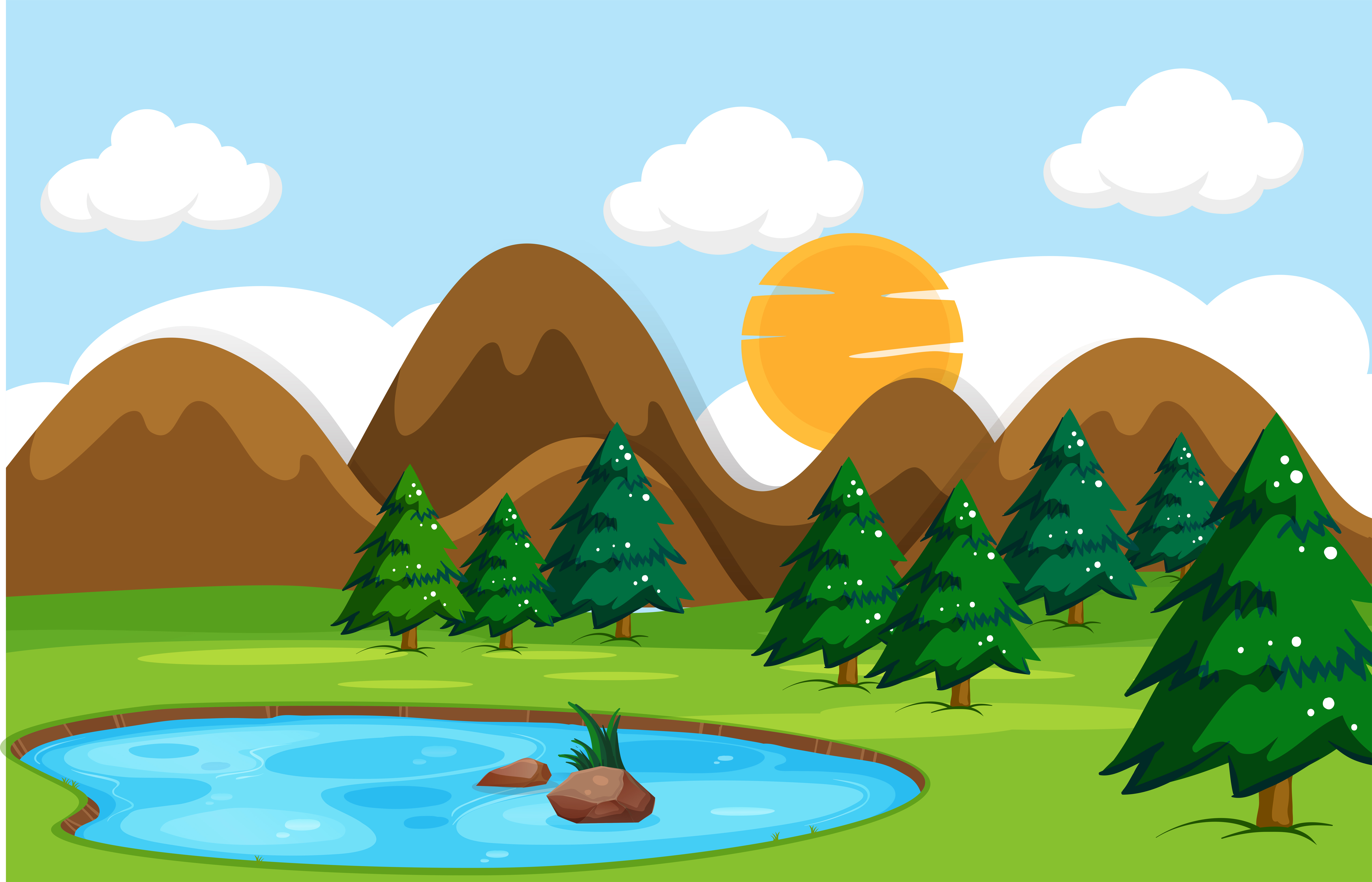 Flat nature landscape day time 433871 - Download Free Vectors, Clipart
