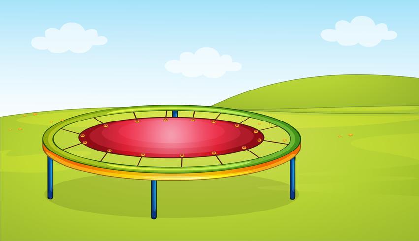 Un trampolín en el patio de recreo. vector