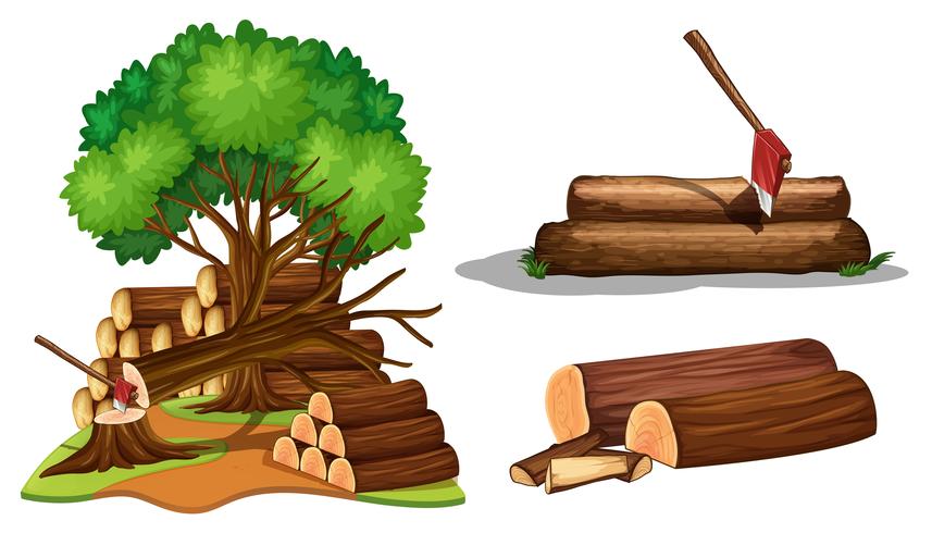 A Set of Tree Being Cut vector