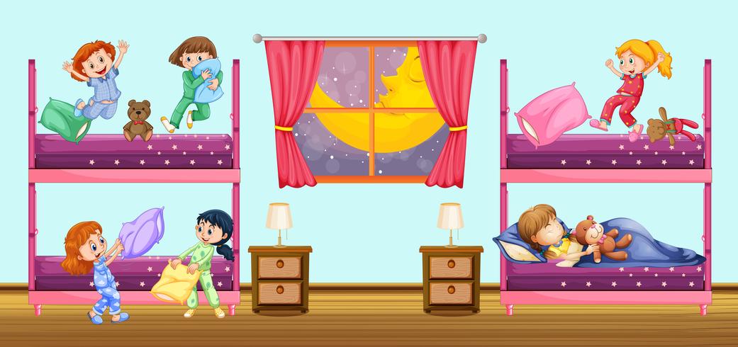 Children sleeping in bedroom vector