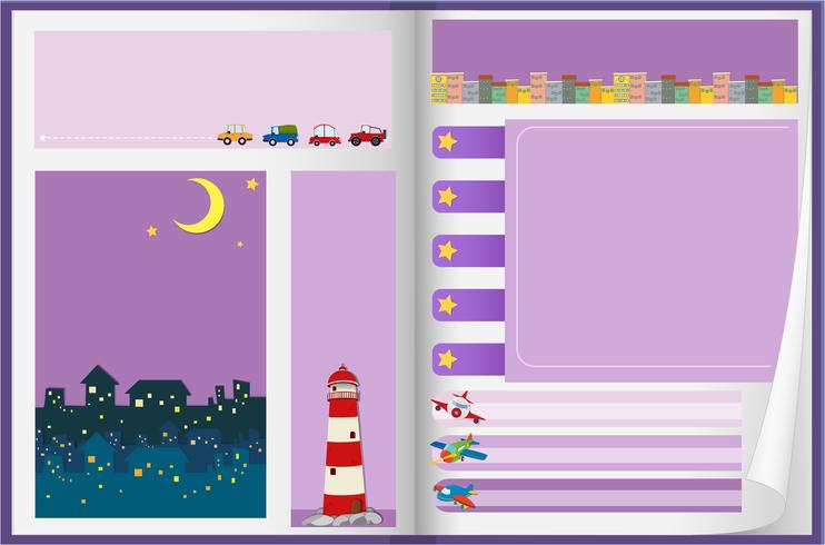 Paper design with houses and transportation vector