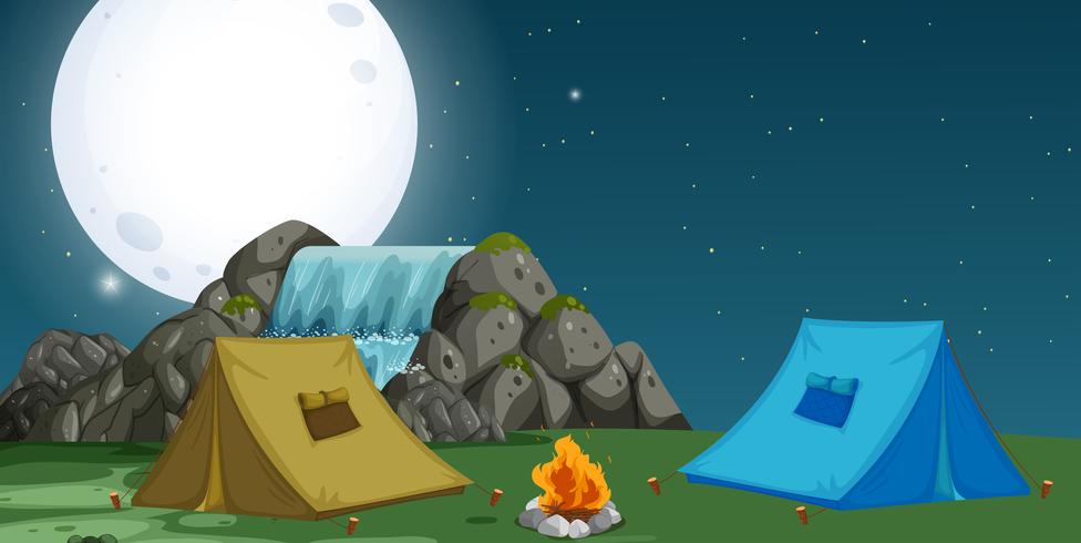 A View Of Campsite At Night Vector Art At Vecteezy A View Of Campsite At Night Vector Art At Vecteezy