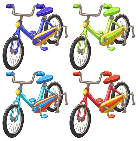 Bicicleta en cuatro colores diferentes. vector