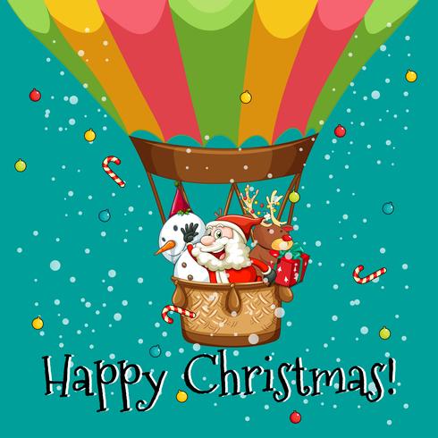 Happy Christmas card with Santa on balloon vector