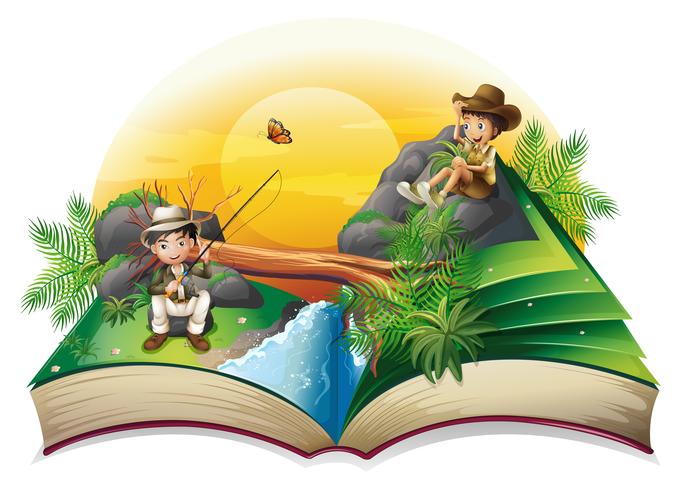 A book about two explorers vector