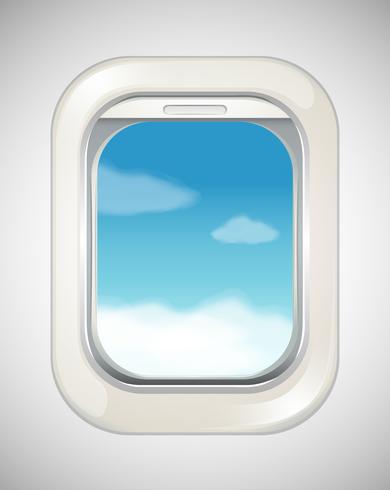 Sky scene from airplane window vector